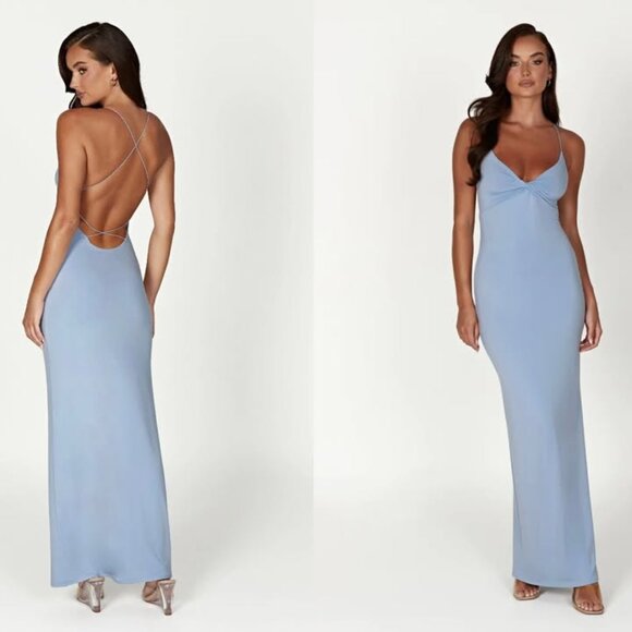 Meshki Powder Blue backless dress - Picture 1 of 3